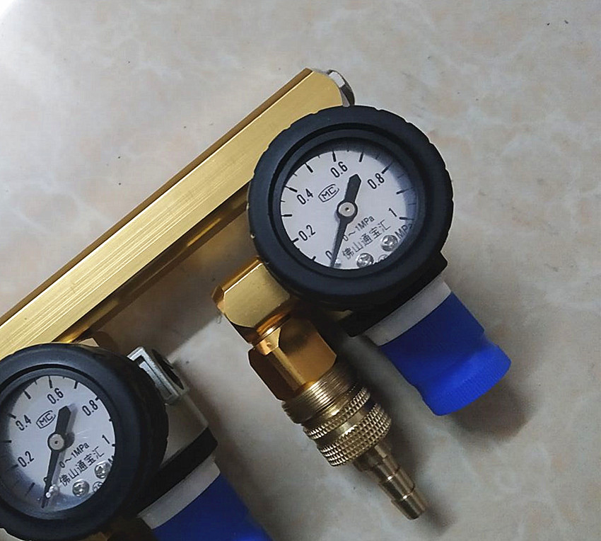 鱼车鱼箱氧气分流阀酿酒调压阀不锈钢气压表鱼池供氧气体分流表12位