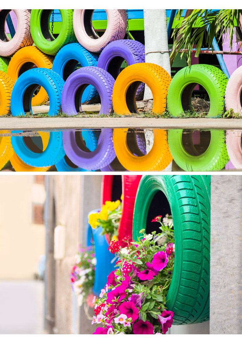 幼儿园轮胎自喷漆涂鸦水性彩绘油漆涂料外墙防水防晒花盆墙绘漆中黄色