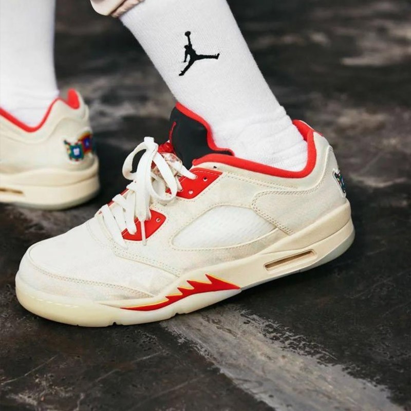 潮nikeairjordanaj5low耐克男鞋白红撕撕乐中国年cny黑金篮球鞋dd