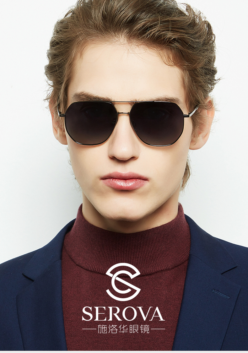 施洛华太阳镜可配度数近视墨镜男士偏光开车专用款潮9037 ss9037枪框