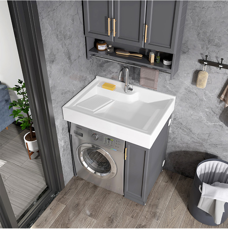 太空铝浴室柜洗衣机柜子洗衣台带搓板一体阳台水槽加放洗衣机一体柜盆