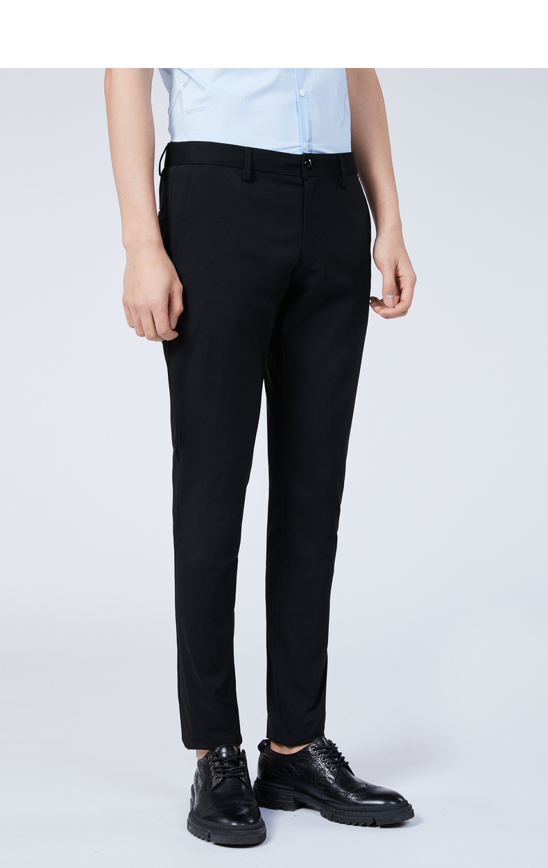 利郎休闲裤男2021春季新品四面弹中腰窄脚商务男裤子 黑(20cxk79501)