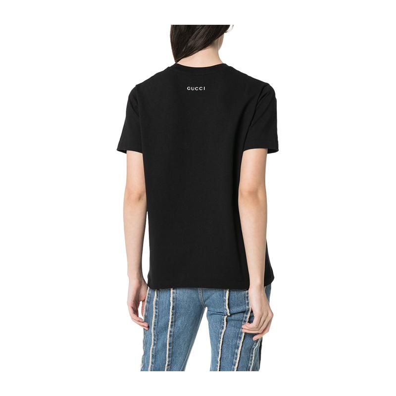 gucci/古驰 女士短袖t恤gg苹果印花 580762-xtb7u 黑色 xs