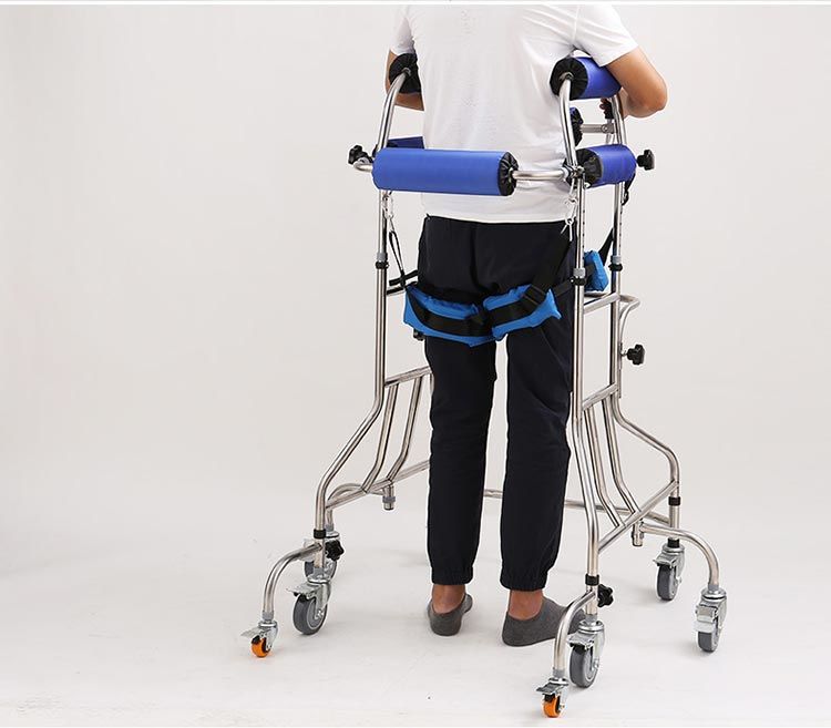 老年人助行器学步车脑瘫偏瘫痪下肢康复训练辅助行走器站立架 六轮
