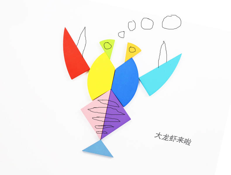 百鸟蛋拼图 木制百鸟蛋九巧板木质儿童幼儿园早教蛋形拼图 桌面玩具