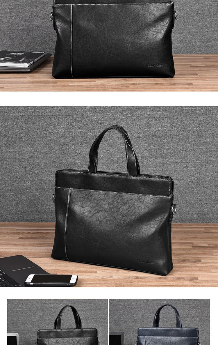 【官方旗舰】ck男包手提包男士手拿真皮牛皮时尚软皮包包办公包商务