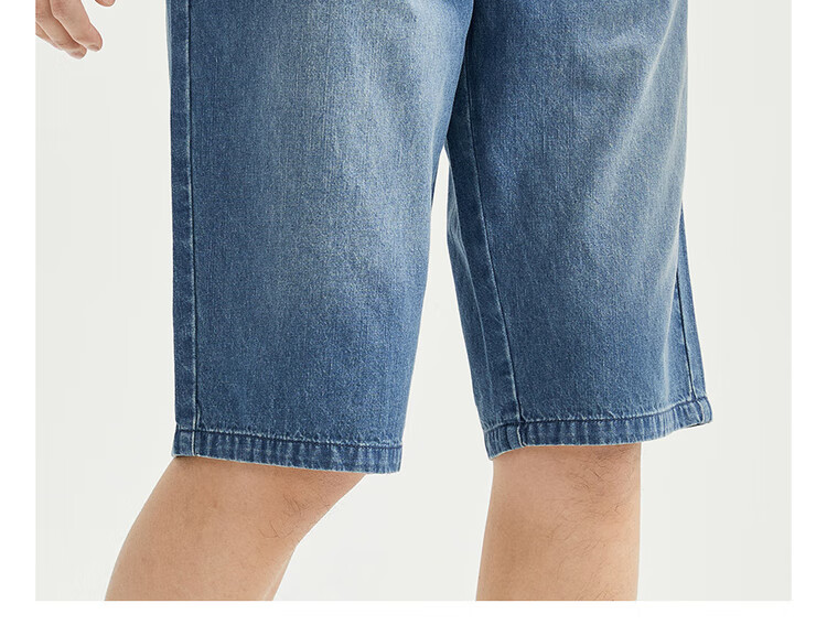Giordano Men's Denim Shorts, Summer Lightweight Pure Cotton, Whisker Trend, Mid-Rise Straight-Leg Five-Point Shorts for Men, 13103211 17