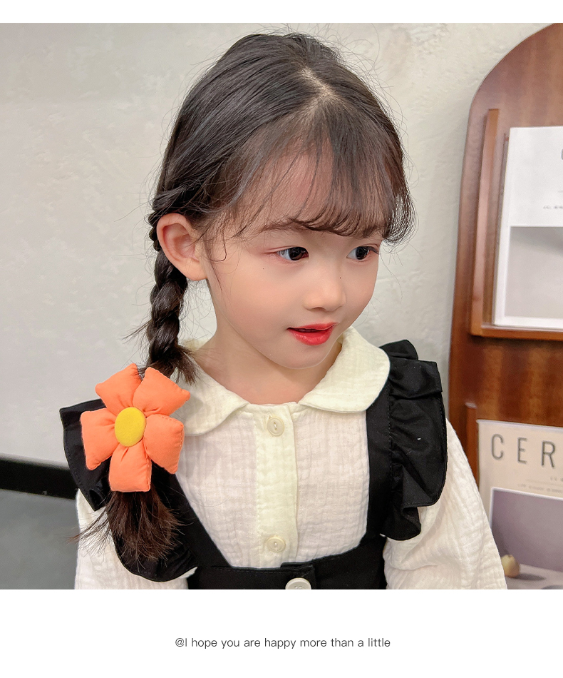 儿童皮筋可爱花朵发绳小女孩扎头发圈韩版女童宝宝头绳发饰7桔色黄色