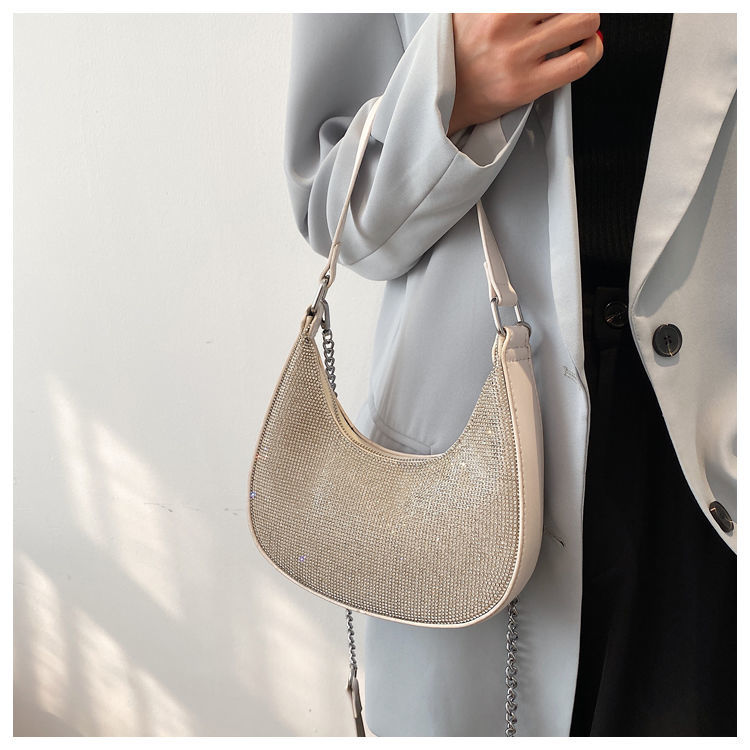 小众流行腋下包包女包2021新款潮韩版时尚网红亮钻链条单肩斜挎包