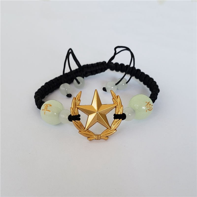 520七夕情人节纪念日花手链子弹壳爱心手镯兵哥哥红绳手工编制军恋