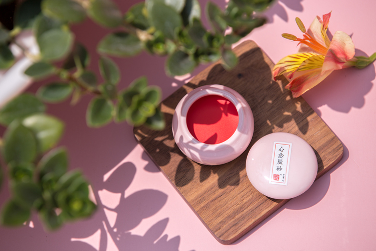 古法口脂胭脂植物制作鲜花古风口红陶瓷中国风古代唇脂唇膏 点绛星辰