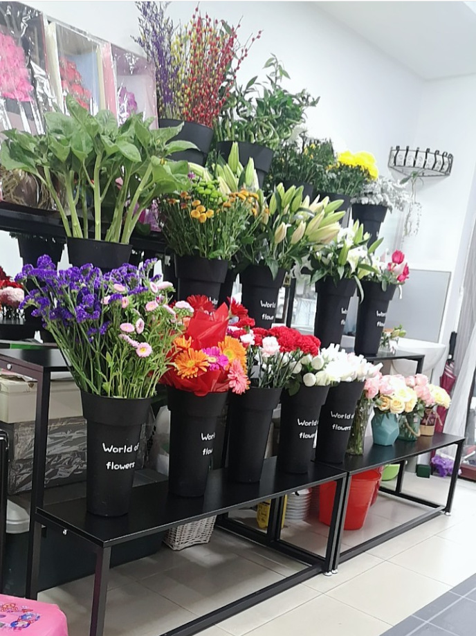 花店阶梯花架鲜花展示架落地式花盆架铁艺室内阳台靠墙组装置物架 黑