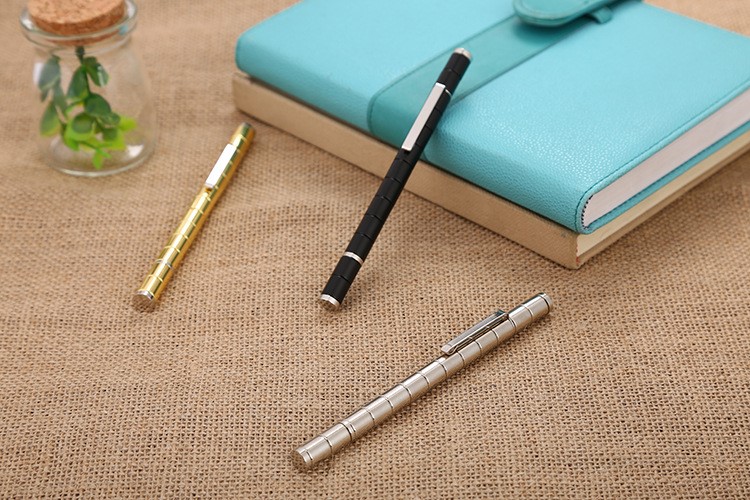 办公发磁力笔 磁性笔 好玩的磁铁钢笔 金属磁力磁铁水性笔礼盒 金色