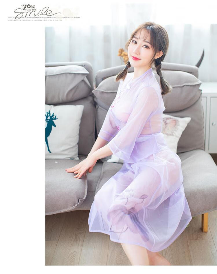 霏慕性感情趣内衣古装透视制服三点式激情套装小胸旗袍开裆用品圣诞