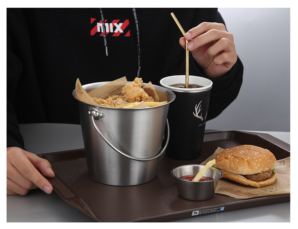 不锈钢薯条桶酒店创意餐厅小吃桶迷你炸鸡小桶酒吧冰桶桌面垃圾桶