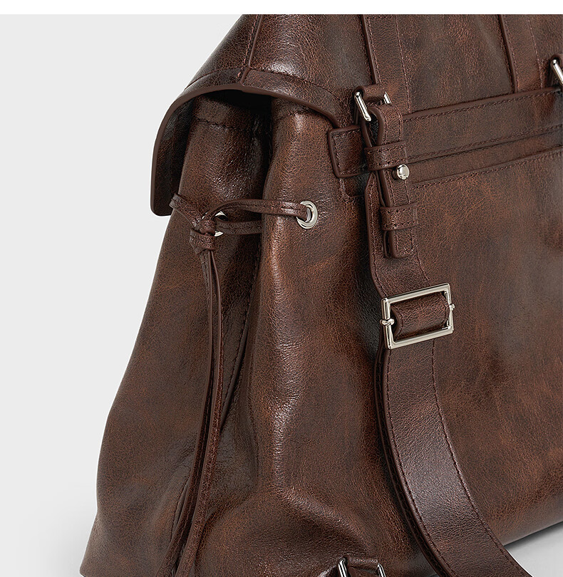 CHARLES & KEITH Large Capacity Vintage Commuter Knot Backpack CK2-60671790 Birthday Gift 11