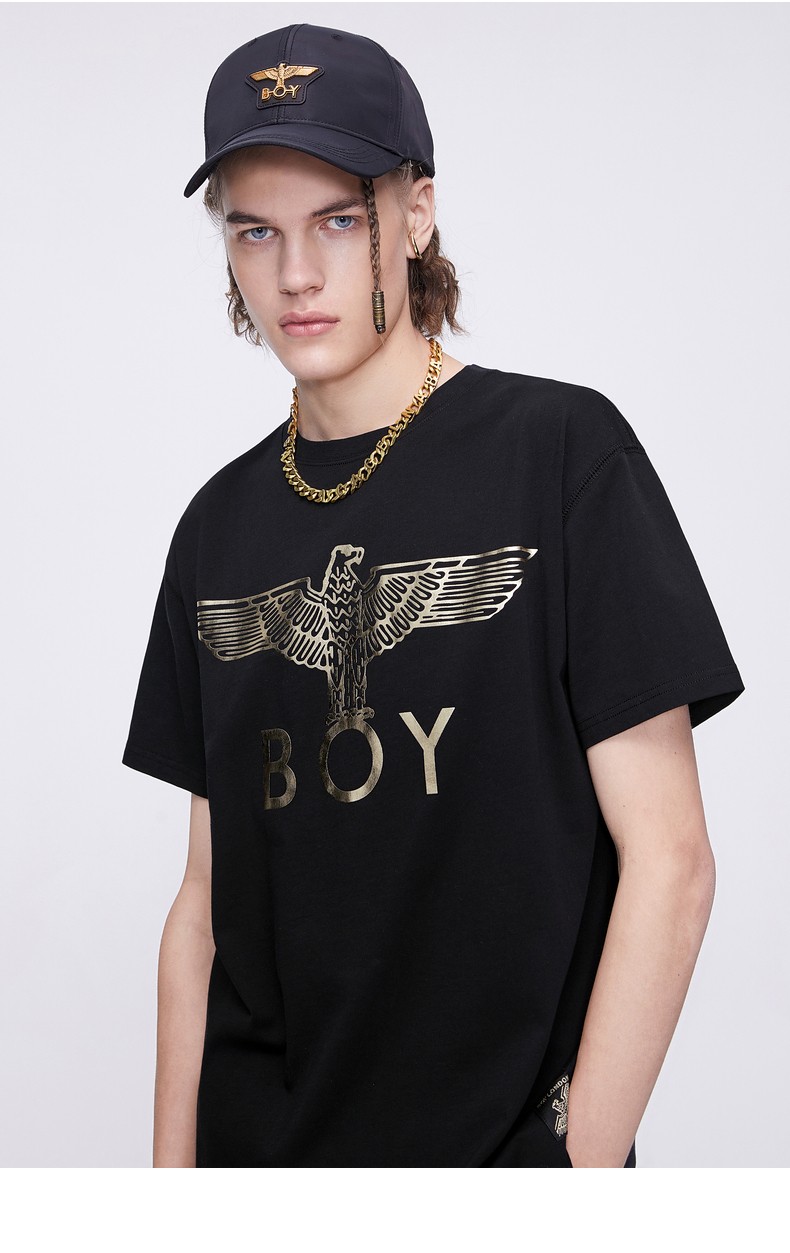 boylondon伦敦男孩官方旗舰潮牌烫金大老鹰logo印花t恤情侣款短袖t恤