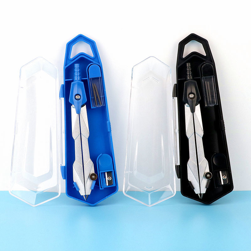 用专业绘画制图圆规尺子网红文具套装炫酷铁圆规蓝色圆规100枚替芯