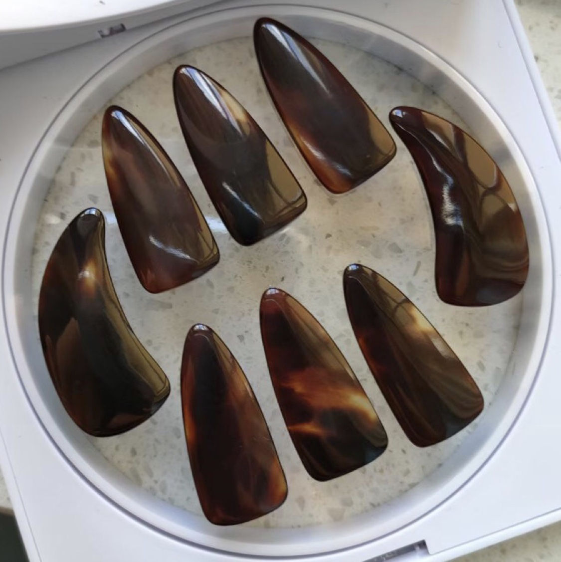 加厚古筝指甲专业演奏级玳瑁色义甲儿童初学考级双面弧薄款 下单务必