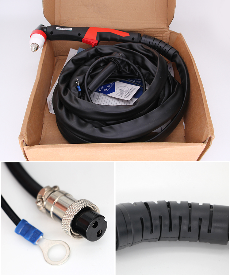 黑狼等离子割枪p80带线割把lgk100等离子切割机配件p80黑狼红灰弯柄10