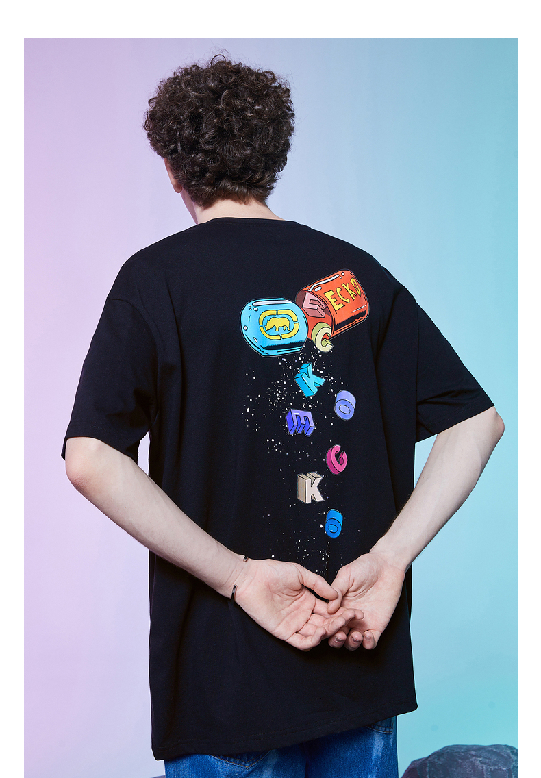 ecko犀牛短袖t恤男宽松休闲潮牌2021夏季新款logo款彩色字母印花情侣