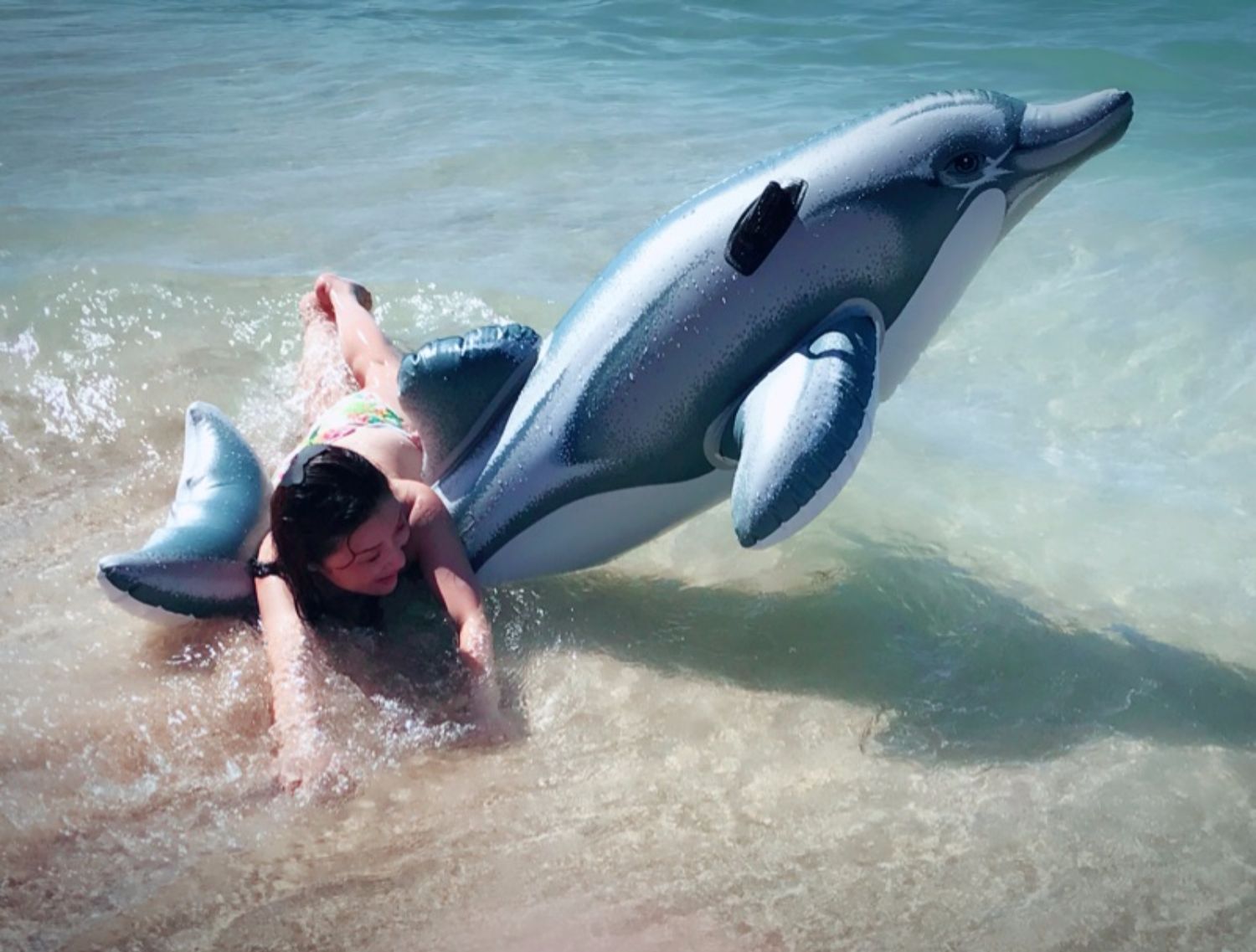 亿家丰 水上动物充气坐骑大海龟蓝鲸黑鲸浮排漂浮玩具儿童游泳圈气垫