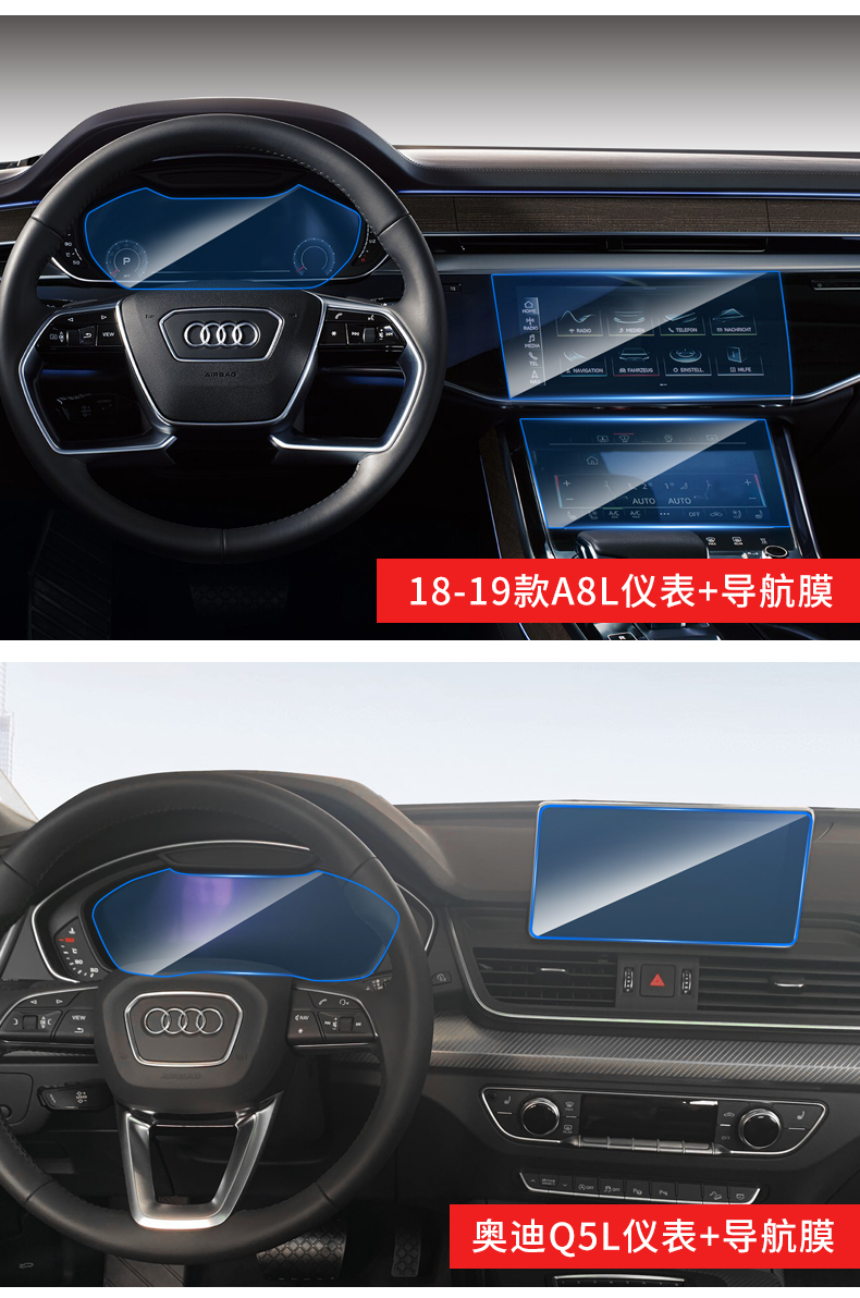 适用于奥迪a6la4lq5la8q3q7q8屏幕保护膜钢化膜液晶显示屏仪表盘贴膜