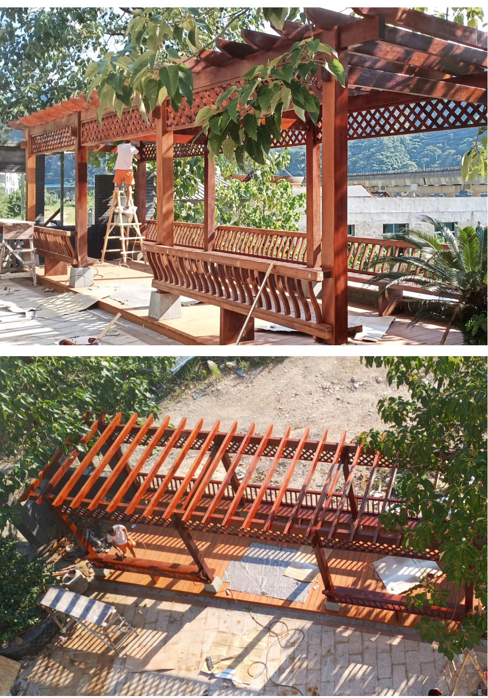 简研防腐木葡萄架庭院户外凉亭室外碳化木廊架爬藤架花架长廊简易木架