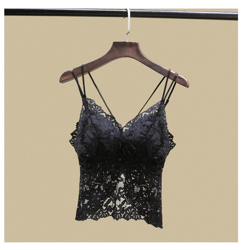 好品质女士文胸网红蕾丝美背女性感镂空外穿一体式吊带背心夏季薄款