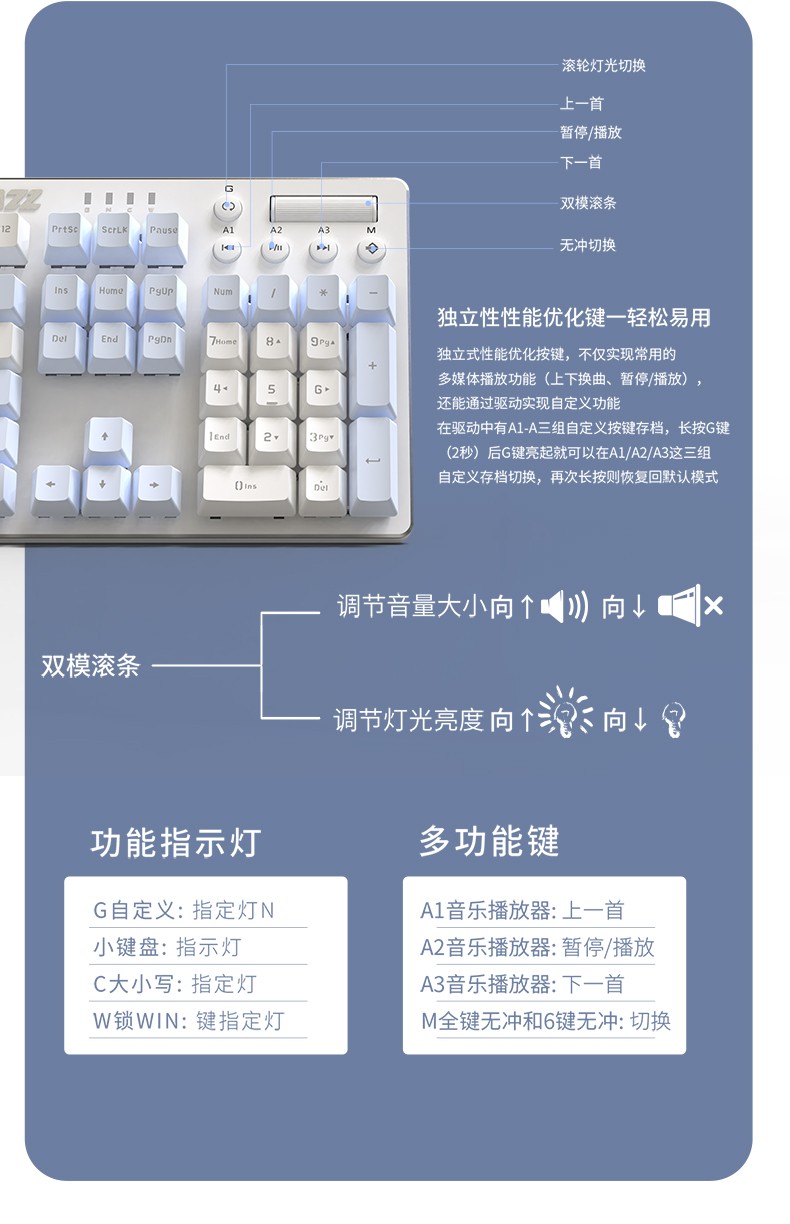 黑爵ajazzak35i机械键盘有线热插拔机械键盘游戏机械键盘纯净白光红轴