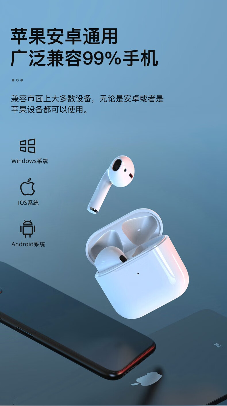 lzqly华强北新款pro5蓝牙耳机双耳入耳式降噪适用于苹果vivo荣耀oppo