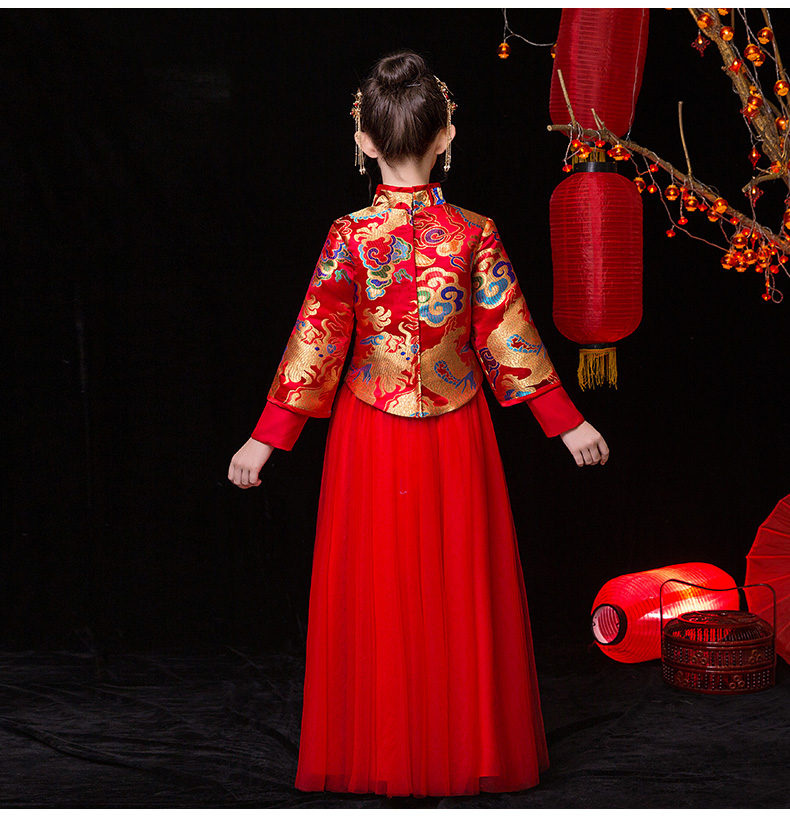 小咔衣浓儿童秀禾服旗袍古装公主裙唐装中国风中式女童夏秋季夏加厚