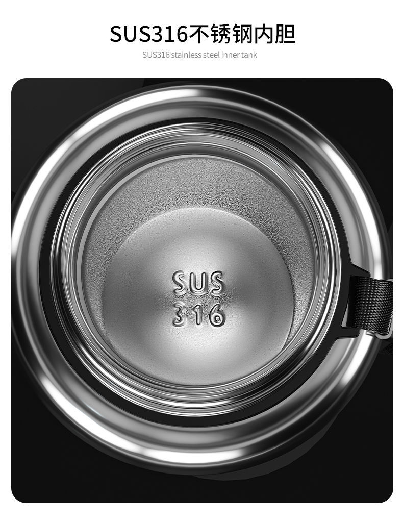 德国316不锈钢保温杯全钢大容量男女便携旅行泡茶水杯子军绿色750ml全
