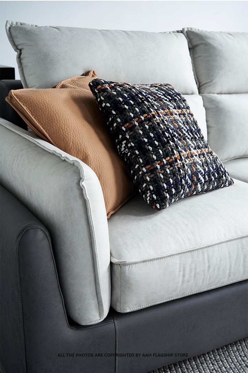 防水纳米科技布沙发简约现代大小户型三人位贵妃乳胶布艺沙发三人位