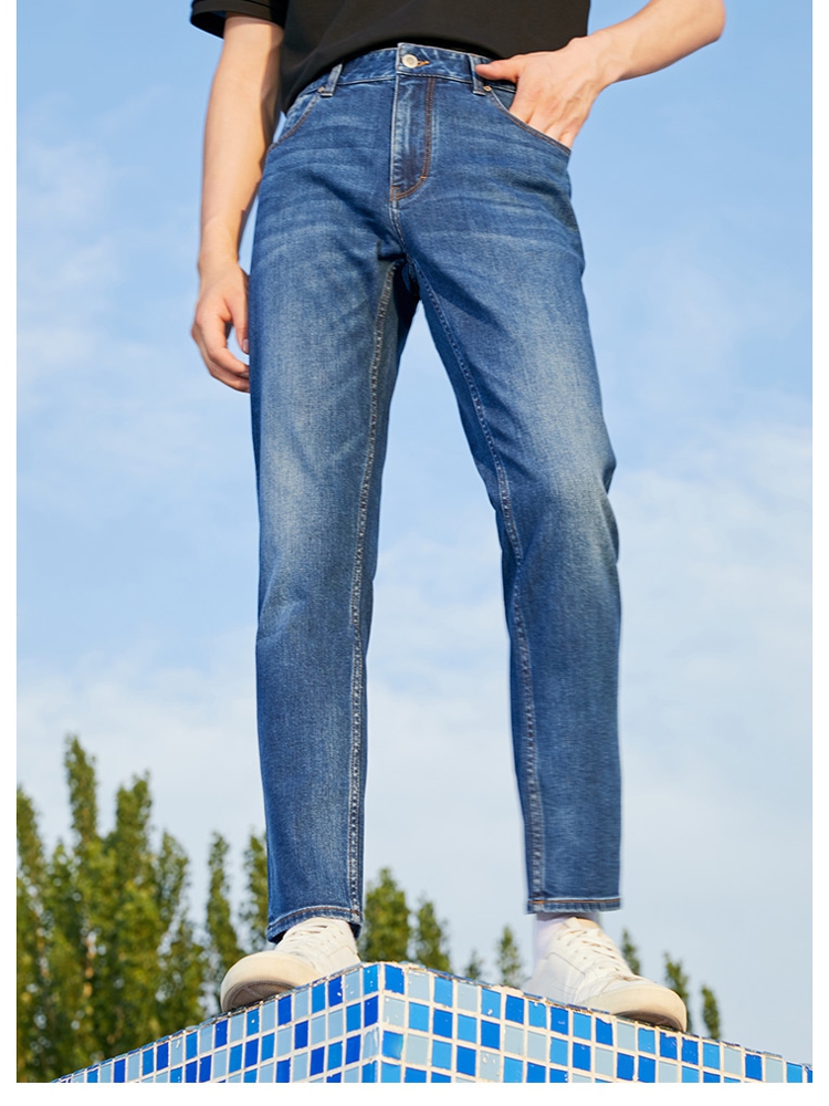 selected思莱德夏季新款简约时尚都市直筒牛仔裤男 深牛仔蓝 165/72a