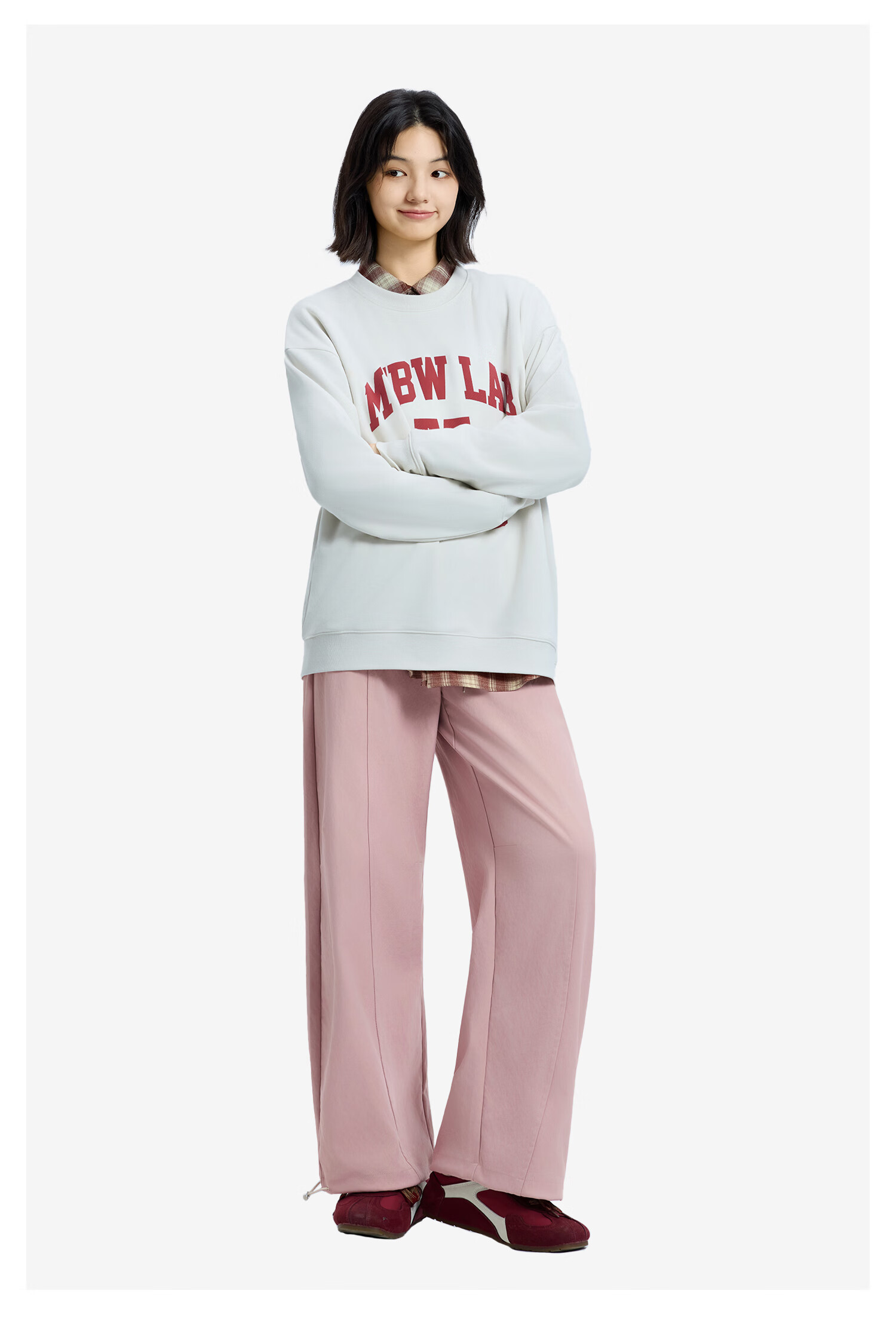 Meters Bonwe Women's Casual Pants 2025 Winter New Waist Splicing Casual Solid Color Simple Jogger Pants 8