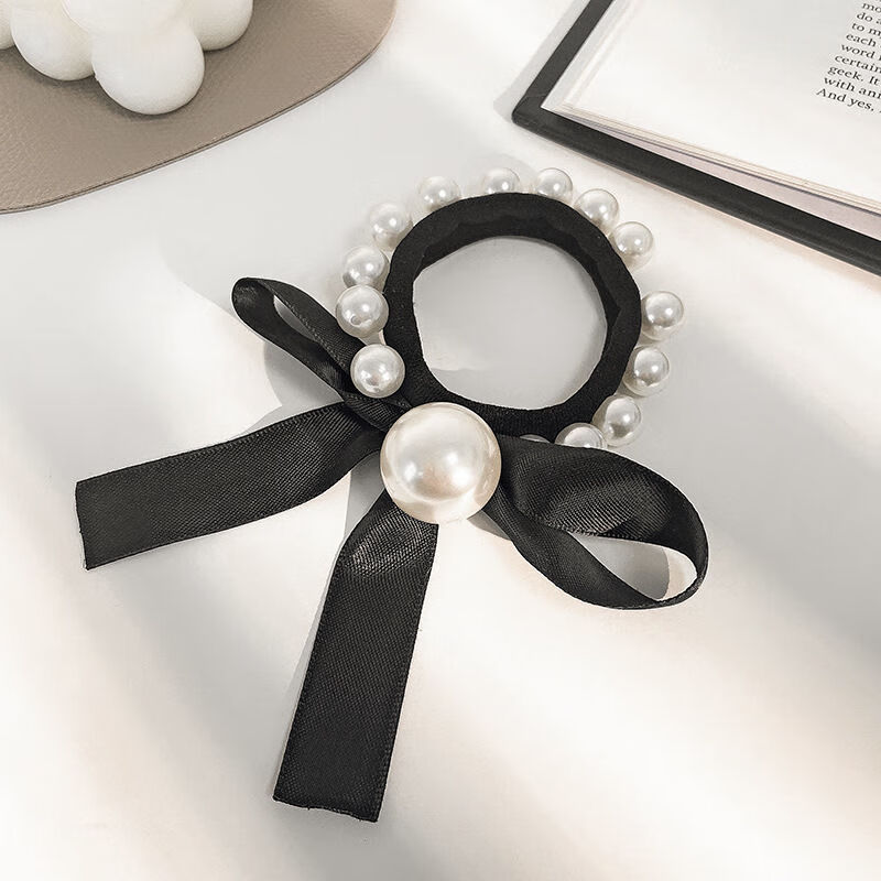 网红珍珠头绳ins女气质百搭发绳韩国高弹粗橡皮筋扎头发圈蝴蝶结芭