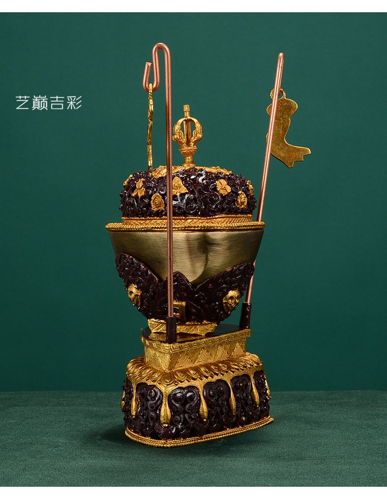 托巴颅器 藏传佛教密宗佛具铜鎏金手工雕花密宗灌顶颅器嘎巴拉碗 半