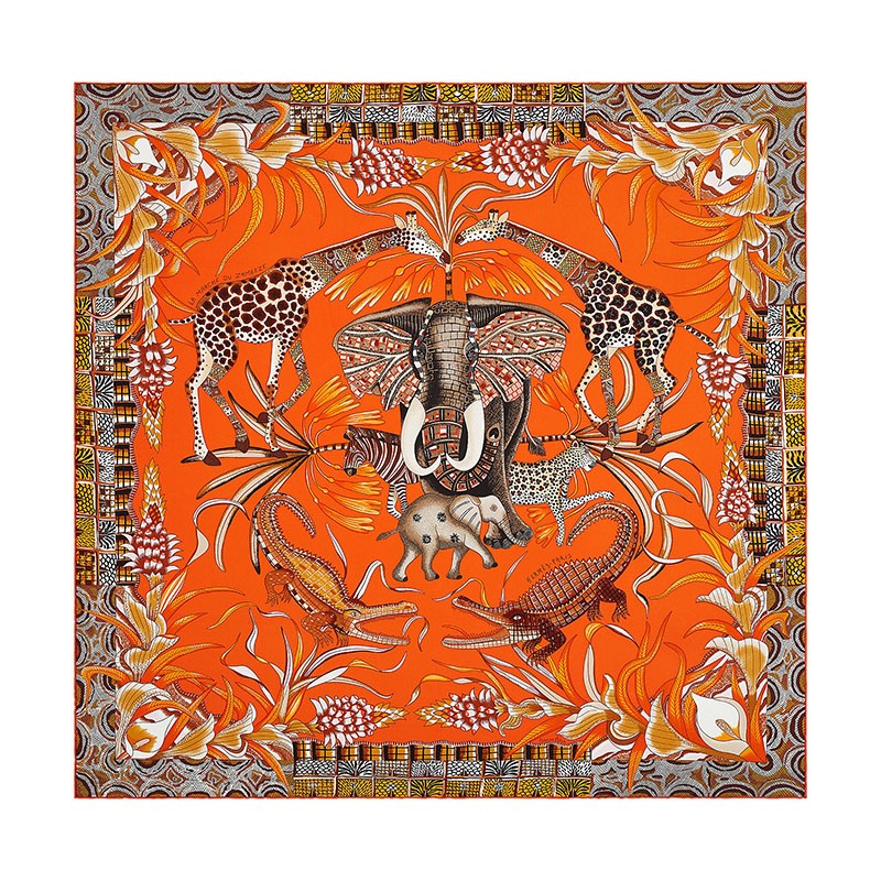 hermes爱马仕赞比西河的庆典印花女士丝巾h002987s 16预售【图片 价格