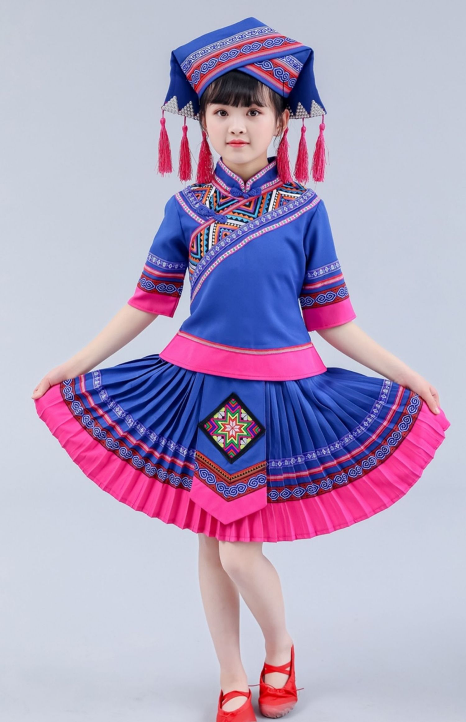 南极人新款儿童少数民族服装广西壮族三月三男童表演服饰舞蹈演出女童