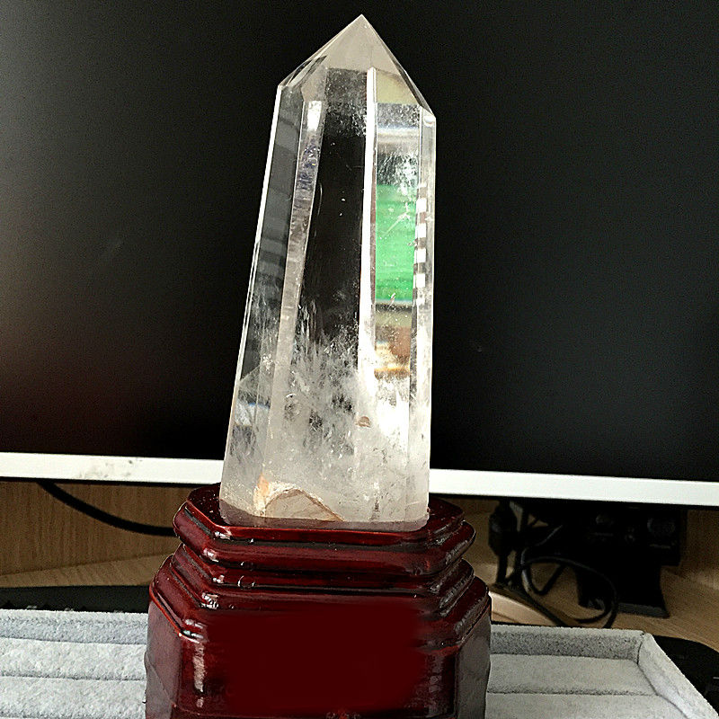 天然白水晶柱摆件水晶晶柱原石摆件 大六棱柱客厅书房办公桌柜台摆件