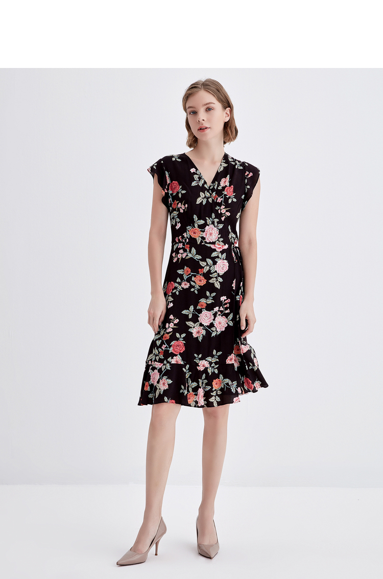 女装 连衣裙 欧柏兰奴(omnialuo) 欧柏兰奴2021年秋季新款印花连衣裙v