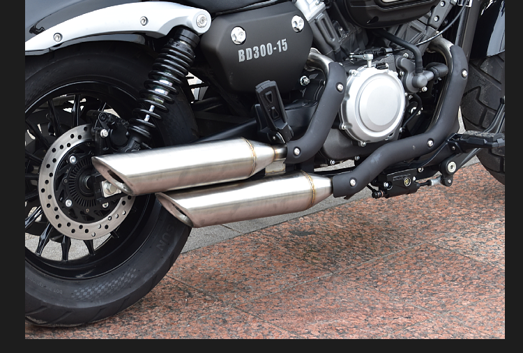 适用于奔达金吉拉300消声器改装双排气管马蹄声带消音烟筒防烫罩银色