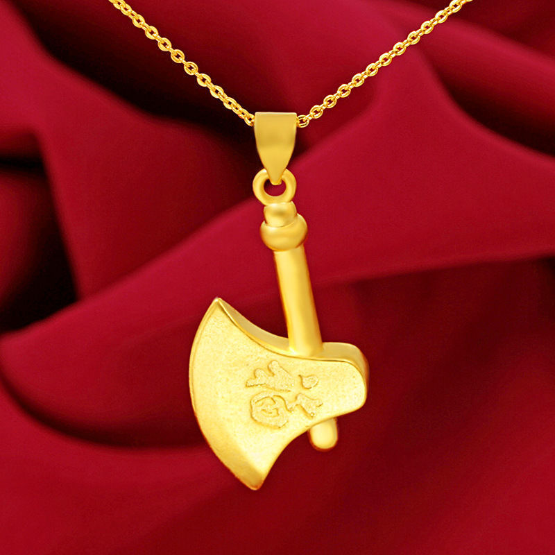 项链女士黄铜镀金斧头形状吊坠时尚气质百搭首饰礼物沙金生日礼物节日