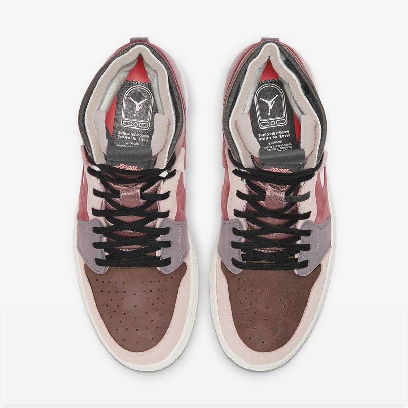 耐克nike air jordan 1 zoom气垫aj1女款脏粉高帮休闲篮球鞋 ct0979