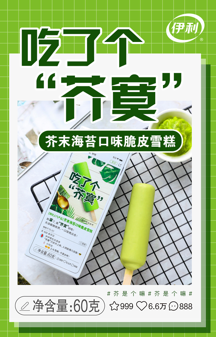 伊利新品芥末雪糕吃了个芥寞芥末海苔脆皮雪糕冷饮冰淇淋吃了个芥寞20