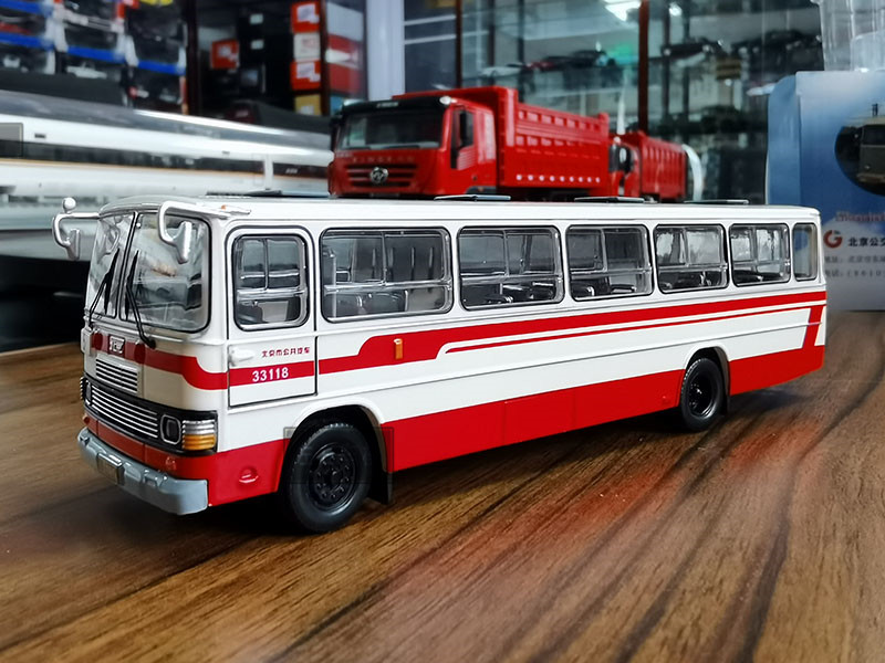 老北京公交车 5路 1:64 bk652型黄河单机车合金公交巴士模型 铛铛车