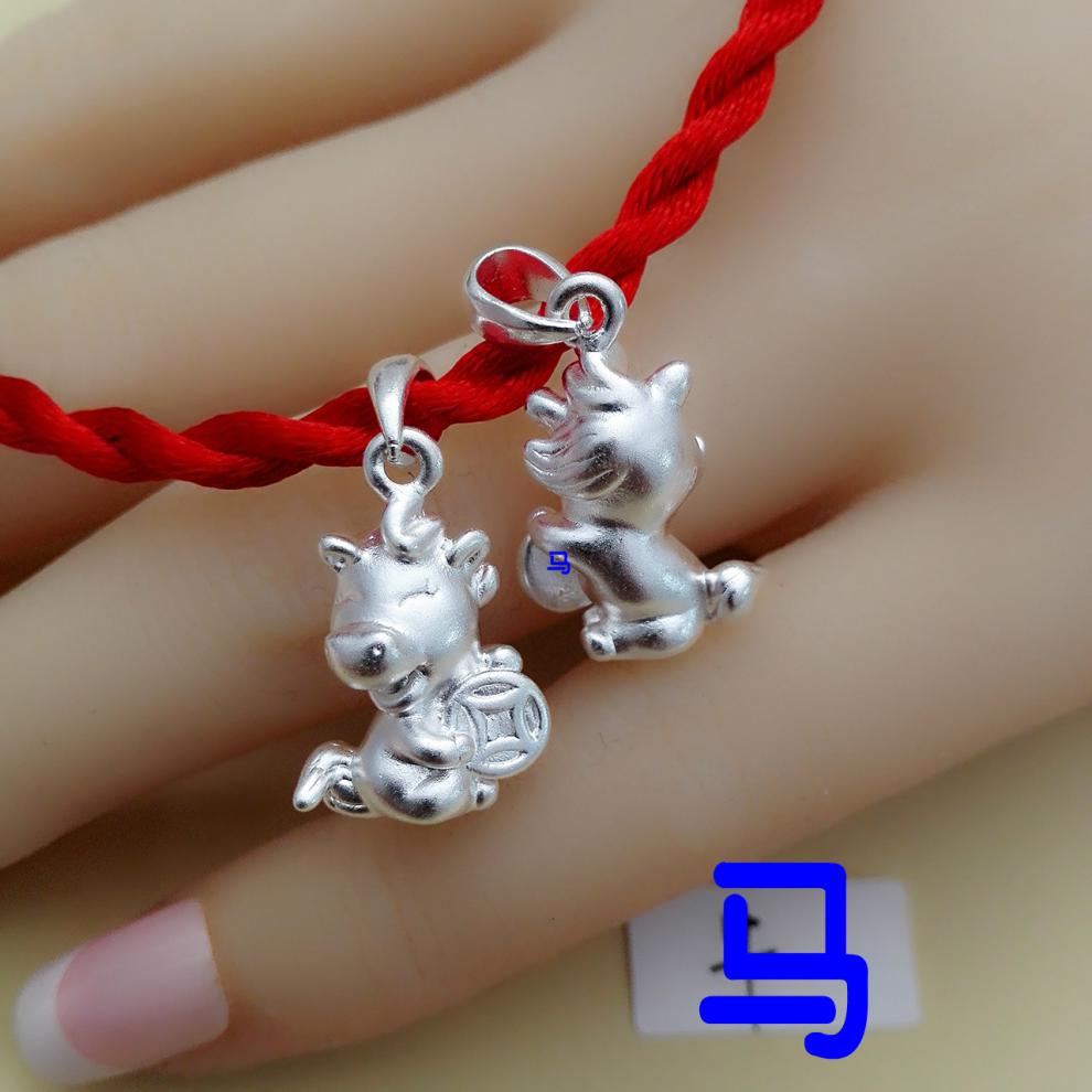 3硬银990十二生肖吊坠立体银饰12挂坠属相挂件本命年