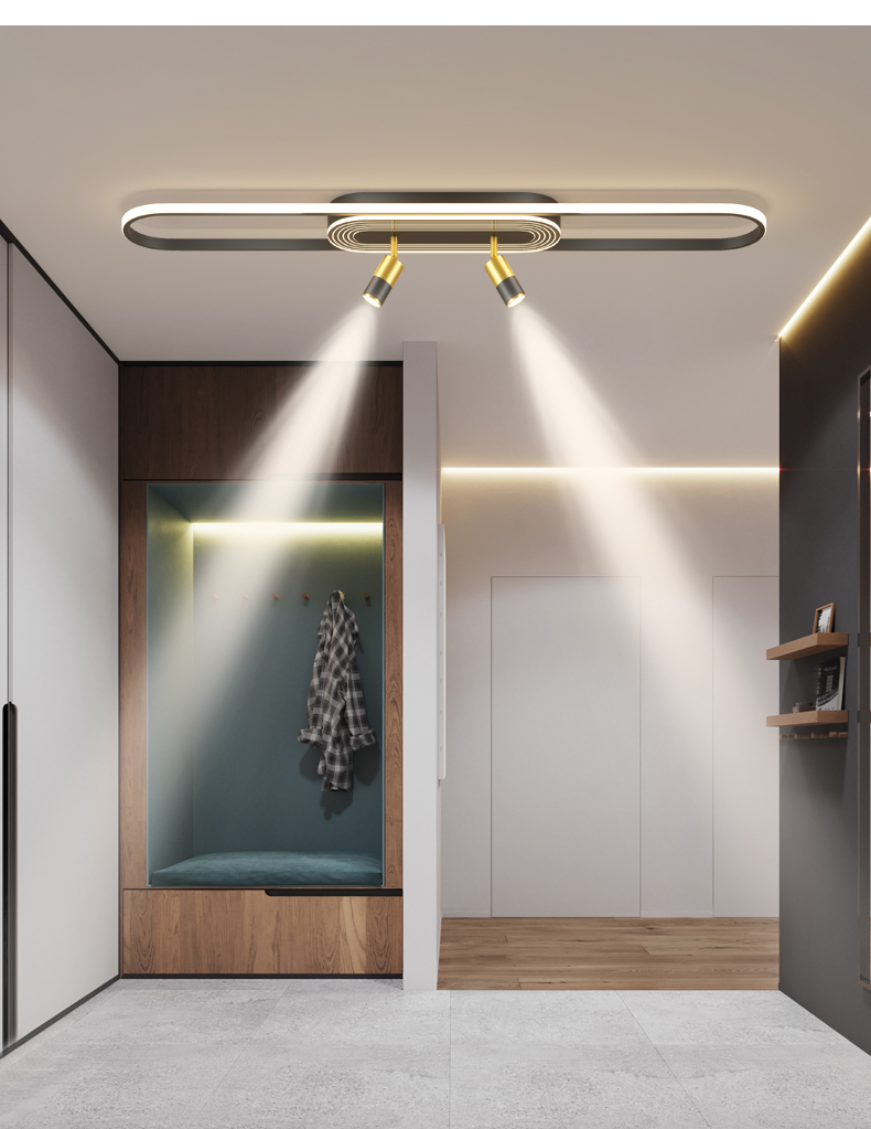 超莱威走廊灯吸顶灯led过道灯长方形带射灯简约现代轻奢创意客厅背景