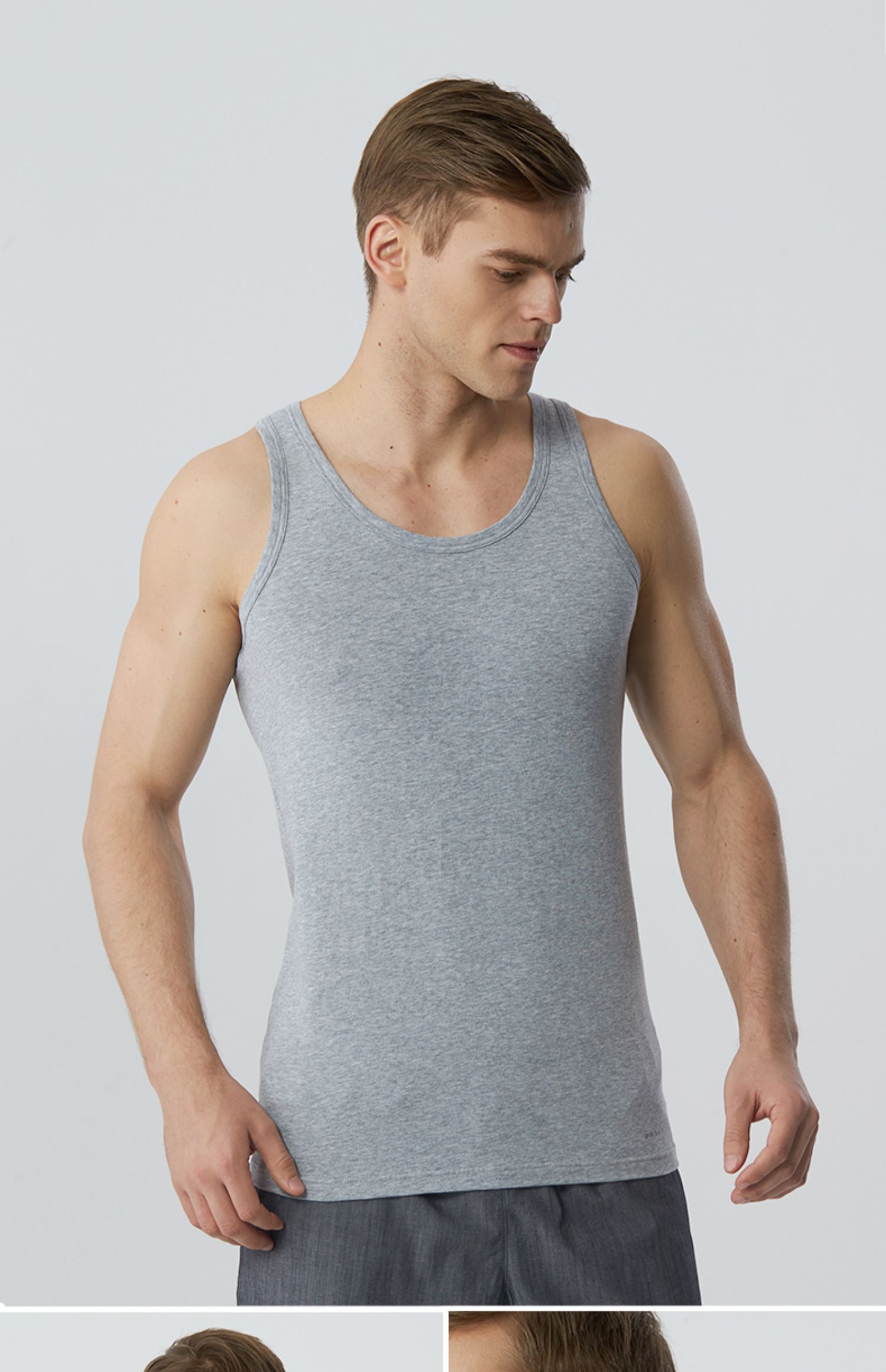 proman豪门男士背心弹力宽松打底衫潮休闲运动无袖汗衫棉 深蓝 185